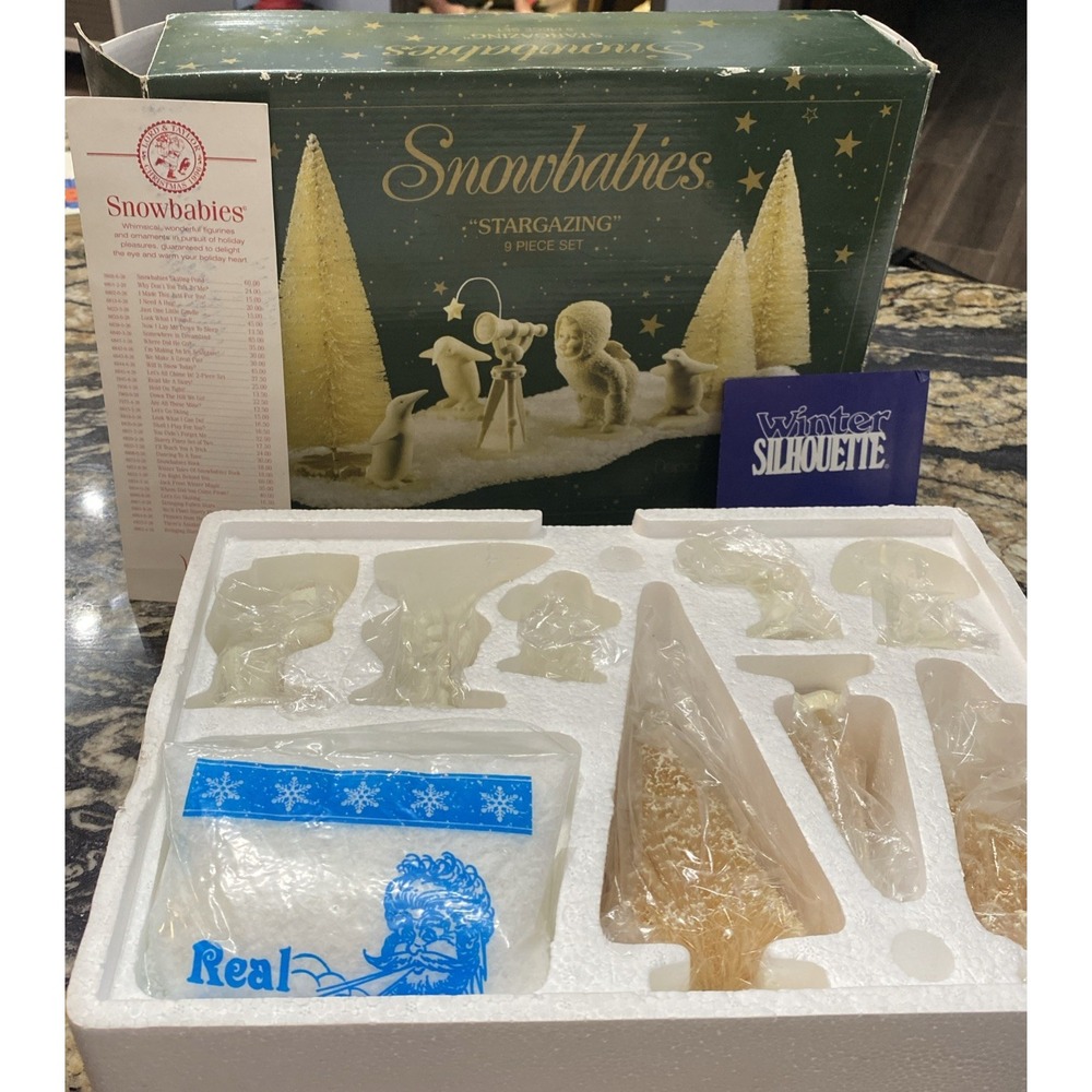 Retired Department 56 Snowbabies Stargazing Set of 9 Box 68139 Sealed Snow